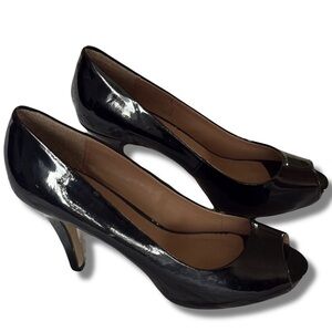 Call It Spring Black Patent Peep Toe Heels | Classic High Heel Pump Size 8